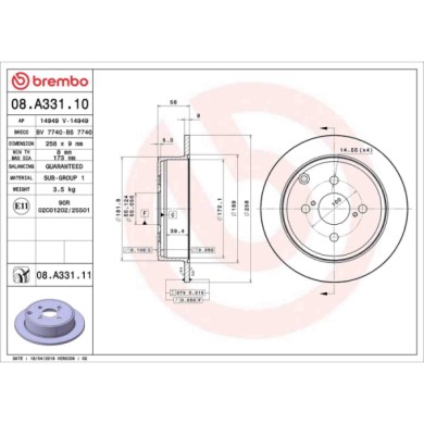 08A33111_2.JPG Coppia Dischi Freno 08.A331.11 BREMBO per TOYOTA