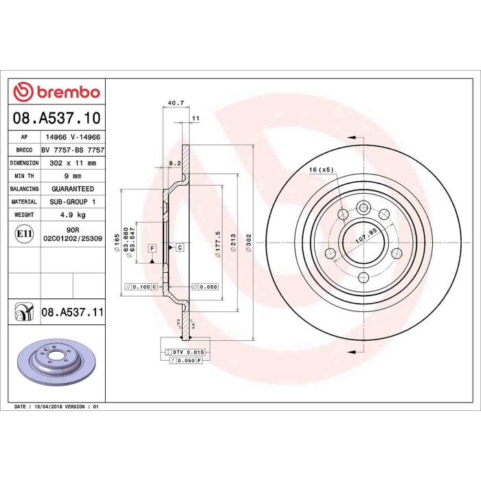 08A53711_2.JPG Coppia Dischi Freno 08.A537.11 BREMBO per VOLVO
