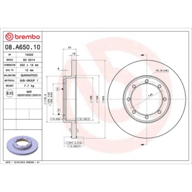 08A65010_2.JPG Coppia Dischi Freno 08.A650.10 BREMBO per RENAULT OPEL NISSAN