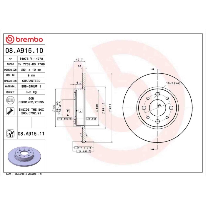 08A91511_2.JPG Coppia Dischi Freno 08.A915.11 BREMBO per ALFA ROMEO