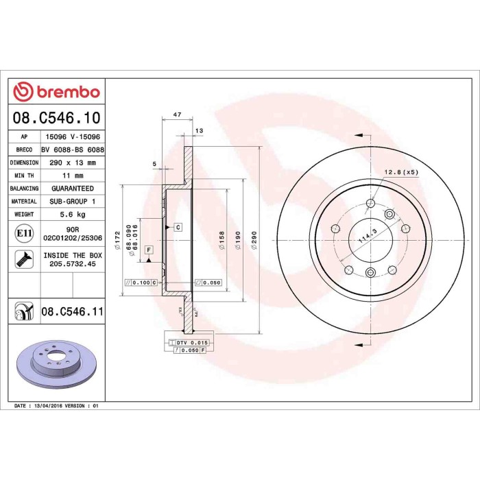 08C54611_2.JPG Coppia Dischi Freno 08.C546.11 BREMBO per RENAULT NISSAN