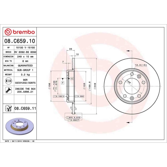 08C65911_2.JPG Coppia Dischi Freno 08.C659.11 BREMBO per PEUGEOT