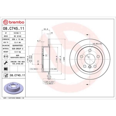 08C74511_2.JPG Coppia Dischi Freno 08.C745.11 BREMBO per MINI