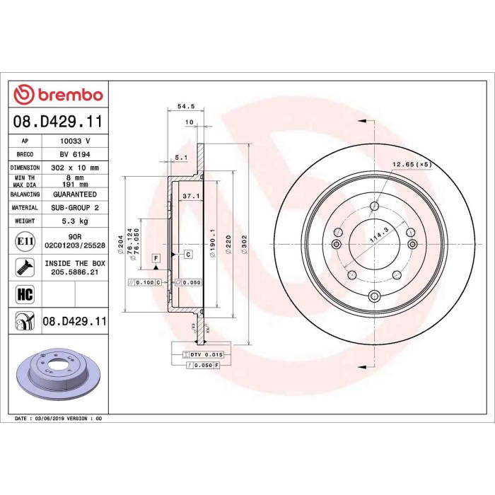 NEUTRO.jpg Coppia Dischi Freno 08.D429.11 BREMBO per HYUNDAI KIA