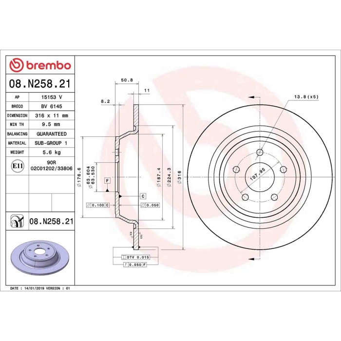 08N25821_2.JPG Coppia Dischi Freno 08.N258.21 BREMBO per FORD