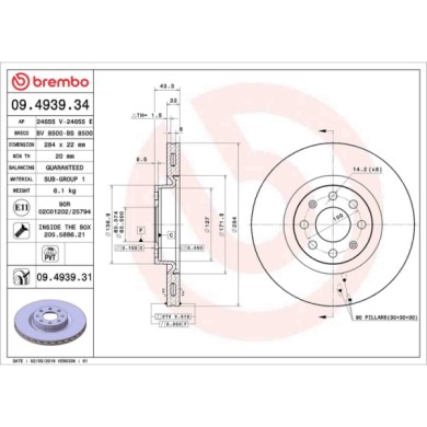 09493931_2.JPG Coppia Dischi Freno 09.4939.31 BREMBO per OPEL FIAT