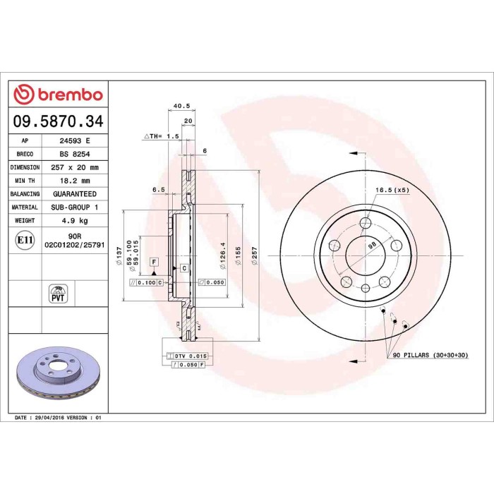 09587034_2.JPG Coppia Dischi Freno 09.5870.34 BREMBO per PEUGEOT CITROEN FIAT