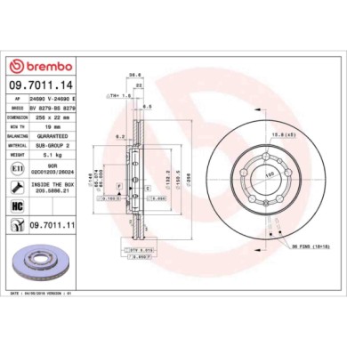 09701114_2.JPG Coppia Dischi Freno 09.7011.14 BREMBO per AUDI VW SEAT SKODA