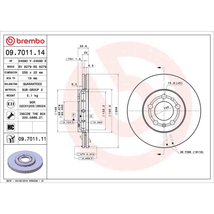 09701114_2.JPG Coppia Dischi Freno 09.7011.14 BREMBO per AUDI VW SEAT SKODA