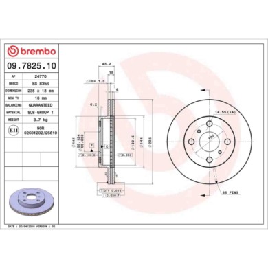 09782510_2.JPG Coppia Dischi Freno 09.7825.10 BREMBO per TOYOTA