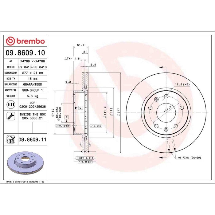 09860911_2.JPG Coppia Dischi Freno 09.8609.11 BREMBO per LAND ROVER