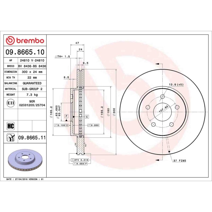 09866511_2.JPG Coppia Dischi Freno 09.8665.11 BREMBO per FORD JAGUAR