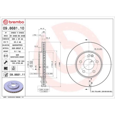 09868111_2.JPG Coppia Dischi Freno 09.8681.11 BREMBO per MERCEDES-BENZ