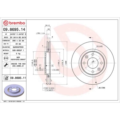 09869511_2.JPG Coppia Dischi Freno 09.8695.11 BREMBO per PEUGEOT CITROEN OPEL DS
