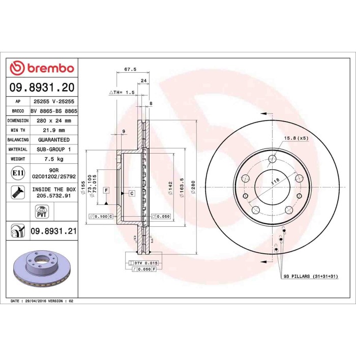 09893120_2.JPG Coppia Dischi Freno 09.8931.20 BREMBO per PEUGEOT CITROEN FIAT