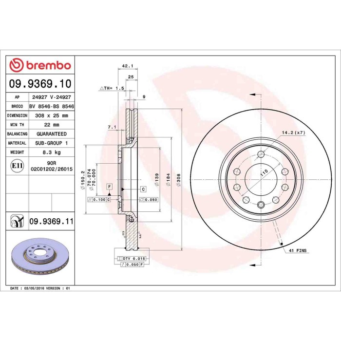 09936910_2.JPG Coppia Dischi Freno 09.9369.10 BREMBO per OPEL SAAB