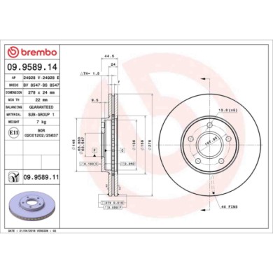 09958914_2.JPG Coppia Dischi Freno 09.9589.14 BREMBO per FORD