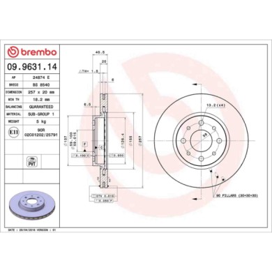 09963114_2.JPG Coppia Dischi Freno 09.9631.14 BREMBO per FIAT ALFA ROMEO LANCIA