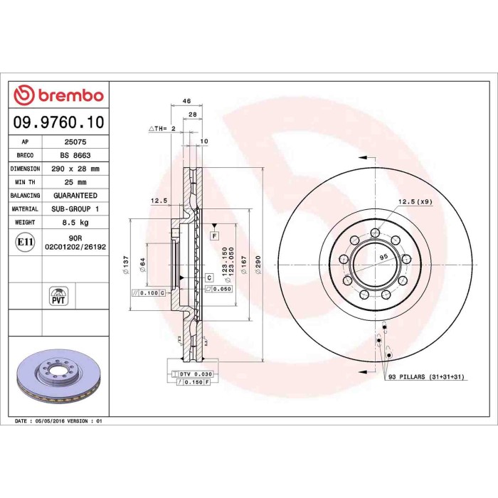 09976010_2.JPG Coppia Dischi Freno 09.9760.10 BREMBO per IVECO