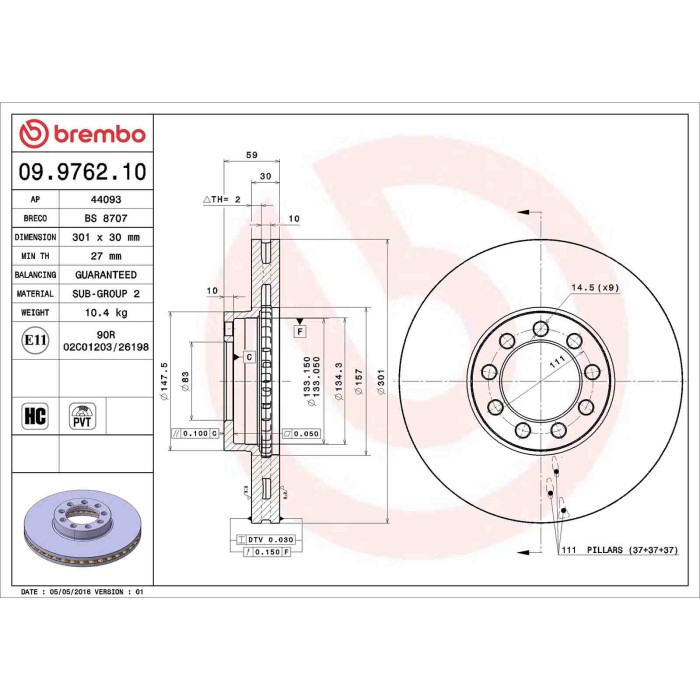 09976210_2.JPG Coppia Dischi Freno 09.9762.10 BREMBO per IVECO