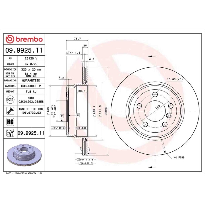 09992511_2.JPG Coppia Dischi Freno 09.9925.11 BREMBO per BMW