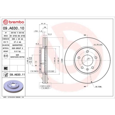 09A63011_2.JPG Coppia Dischi Freno 09.A630.11 BREMBO per OPEL CHEVROLET