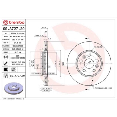 09A72721_2.JPG Coppia Dischi Freno 09.A727.21 BREMBO per RENAULT MERCEDES-BENZ