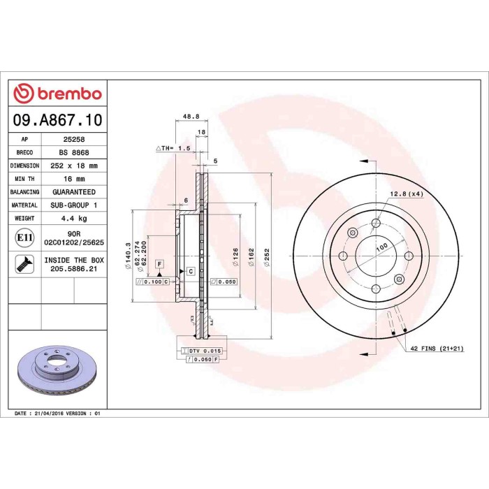 09A86710_2.JPG Coppia Dischi Freno 09.A867.10 BREMBO per HYUNDAI KIA