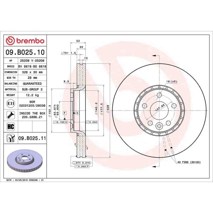 09B02511_2.JPG Coppia Dischi Freno 09.B025.11 BREMBO per VOLVO