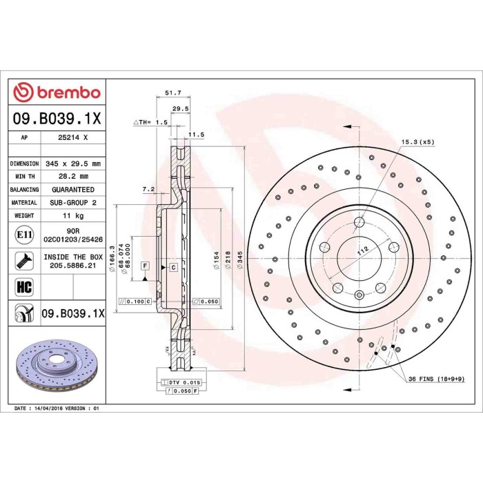 09B0391X_2.JPG Coppia Dischi Freno 09.B039.1X BREMBO per AUDI
