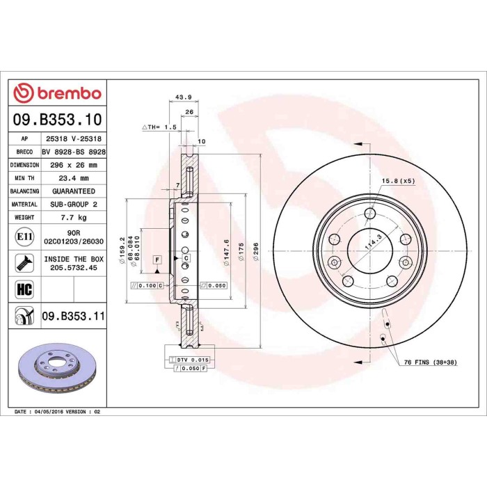 09B35310_2.JPG Coppia Dischi Freno 09.B353.10 BREMBO per RENAULT