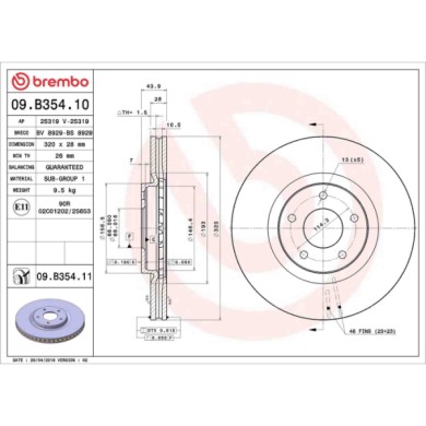 09B35411_2.JPG Coppia Dischi Freno 09.B354.11 BREMBO per RENAULT NISSAN
