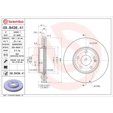 09B43641_2.JPG Coppia Dischi Freno 09.B436.41 BREMBO per MERCEDES-BENZ