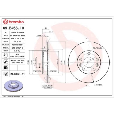 09B46311_2.JPG Coppia Dischi Freno 09.B463.11 BREMBO per RENAULT NISSAN DACIA