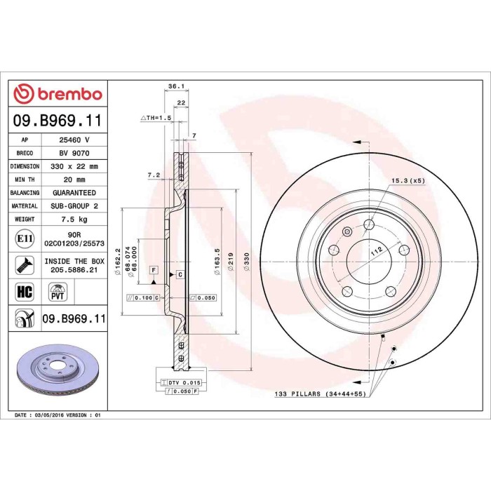09B96911_2.JPG Coppia Dischi Freno 09.B969.11 BREMBO per AUDI PORSCHE