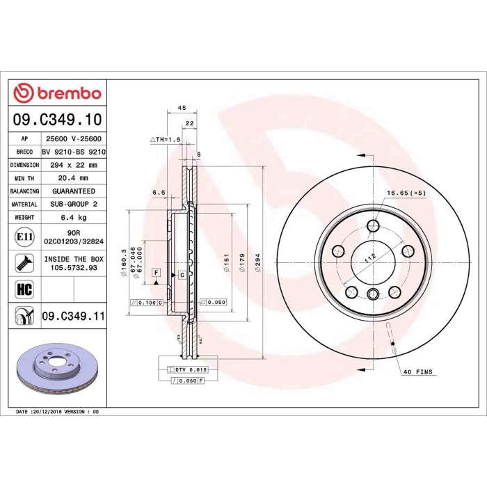 09C34911_2.JPG Coppia Dischi Freno 09.C349.11 BREMBO per BMW MINI