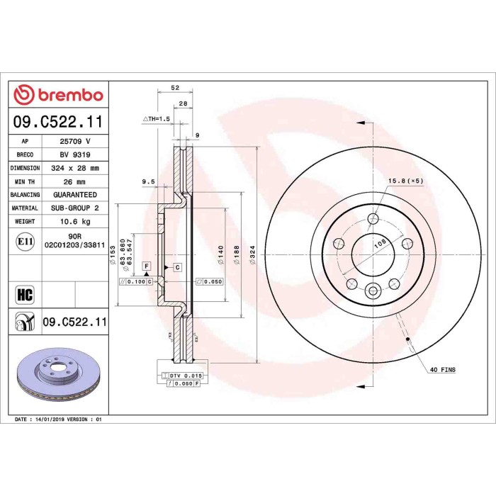 09C52211_2.JPG Coppia Dischi Freno 09.C522.11 BREMBO per VOLVO