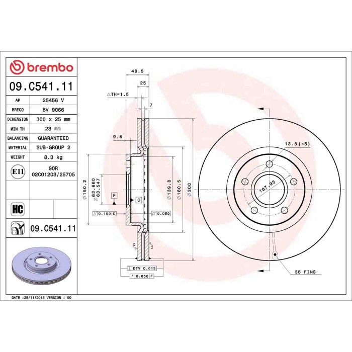 09C54111_2.JPG Coppia Dischi Freno 09.C541.11 BREMBO per FORD
