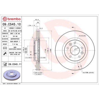 09C54511_2.JPG Coppia Dischi Freno 09.C545.11 BREMBO per RENAULT NISSAN