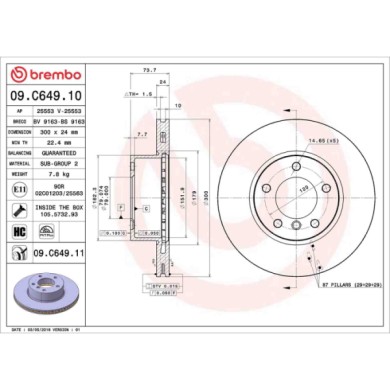 09C64911_2.JPG Coppia Dischi Freno 09.C649.11 BREMBO per BMW