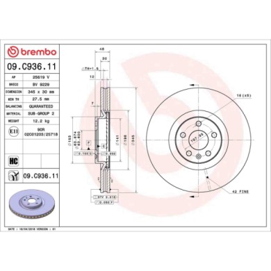 09C93611_2.JPG Coppia Dischi Freno 09.C936.11 BREMBO per VOLVO