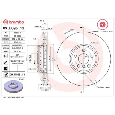 09D09513_2.JPG Coppia Dischi Freno 09.D095.13 BREMBO per BMW TOYOTA