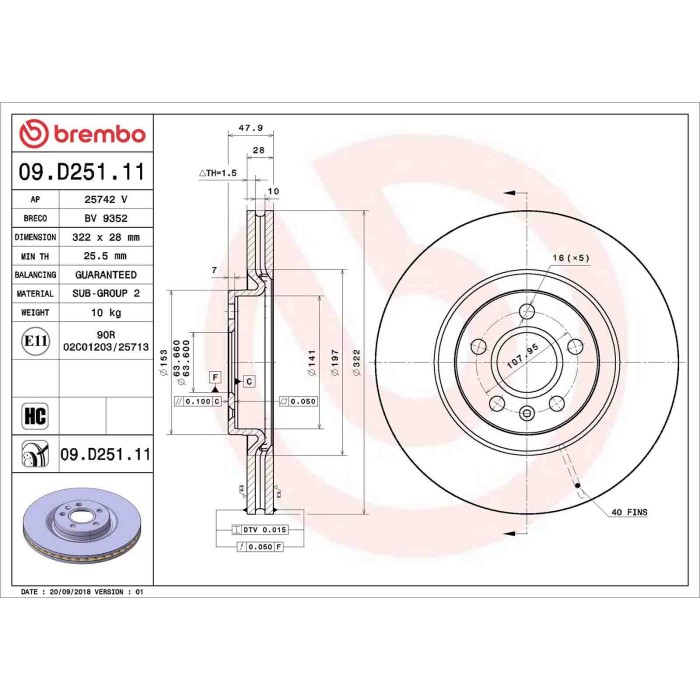 09D25111_2.JPG Coppia Dischi Freno 09.D251.11 BREMBO per VOLVO