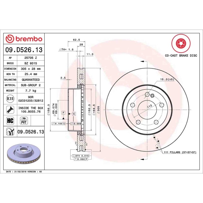 09D52613_2.JPG Coppia Dischi Freno 09.D526.13 BREMBO per MERCEDES-BENZ