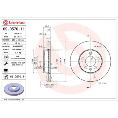 09D57011_2.JPG Coppia Dischi Freno 09.D570.11 BREMBO per AUDI VW SEAT SKODA