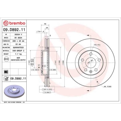 NEUTRO.jpg Coppia Dischi Freno 09.D892.11 BREMBO per VOLVO