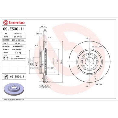 09E53011_2.JPG Coppia Dischi Freno 09.E530.11 BREMBO per TOYOTA