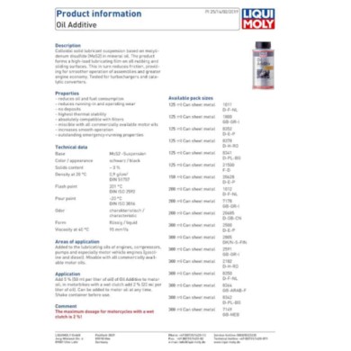 2591 ADDITIVO OLIO.jpg Liqui Moly 2591 Protezione Antiusura Mos2 Lubrifica Parti Metalliche Confezione: 10 Pezzi X 300ml