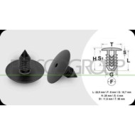 Clips Fissaggio Pannelli (6 Pezzi) Lunghezza 22.5 Mm Larghezza 4 Mm Testa 35 Mm Foro 8 Mm DACIA LOGAN Dal 06/2005 Al 09/2008