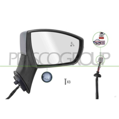 LIBRETTO_RICHIESTA_TARGA.JPG Retrovisore Destro Elettrico Primer Termico Chiudibile Fanale Luce Cortesia Blis Convesso 12 Pins F